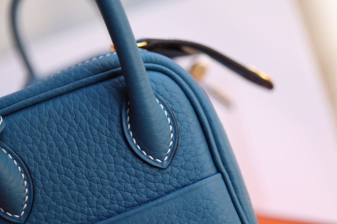 에르메스 미니 린디백19 블루드플루스 금장 끌레망스 가죽